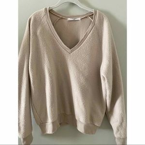 V-neck fleece sweatshirt